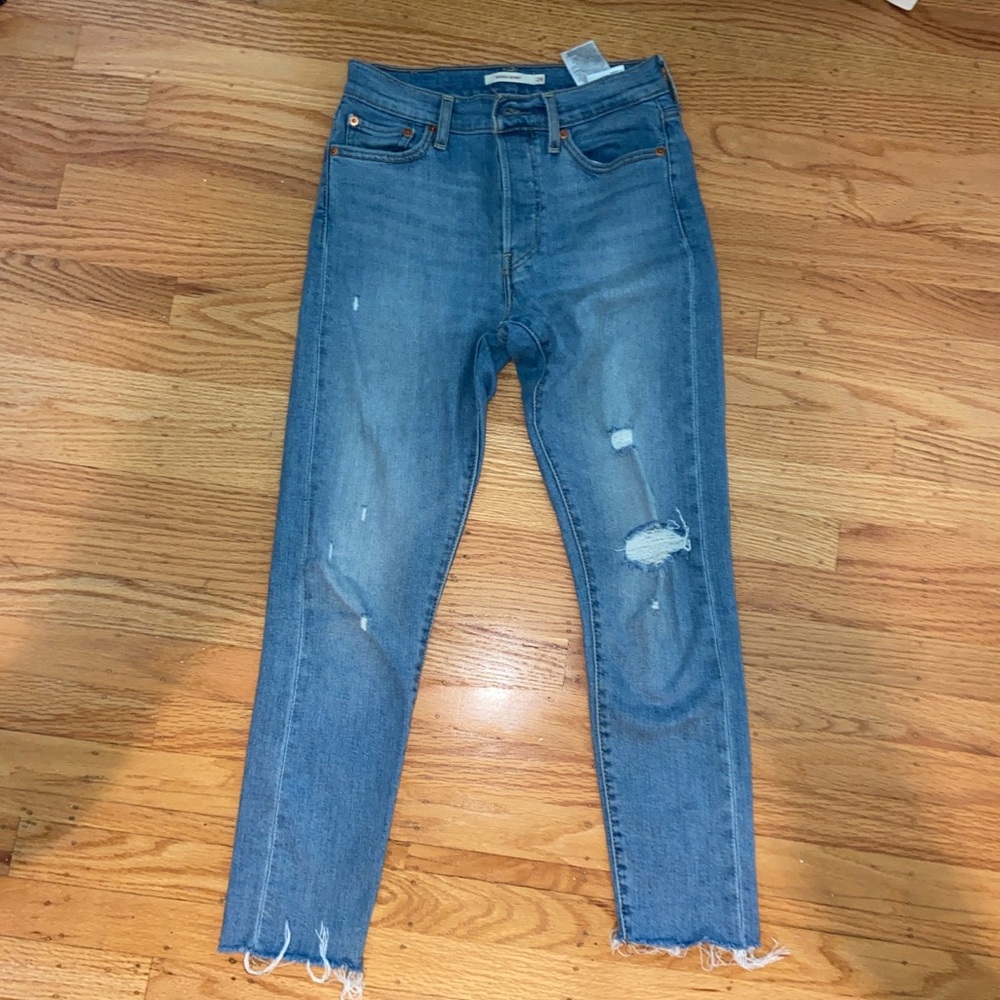 levi’s wedgie skinny blue jeans